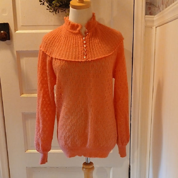 Vintage Coral Turtleneck Sweater - Picture 1 of 3